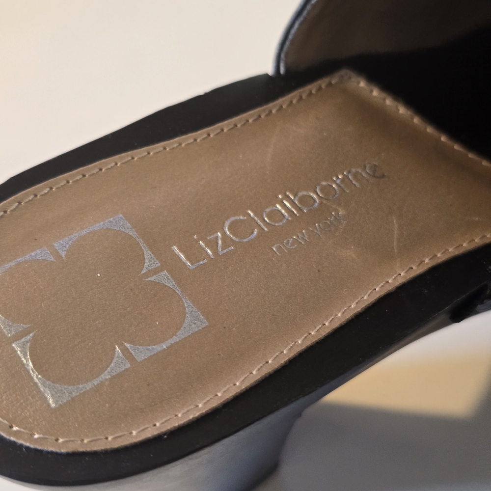 Liz Claiborne Black Suede Mules with Buckle - Picture 5 of 10